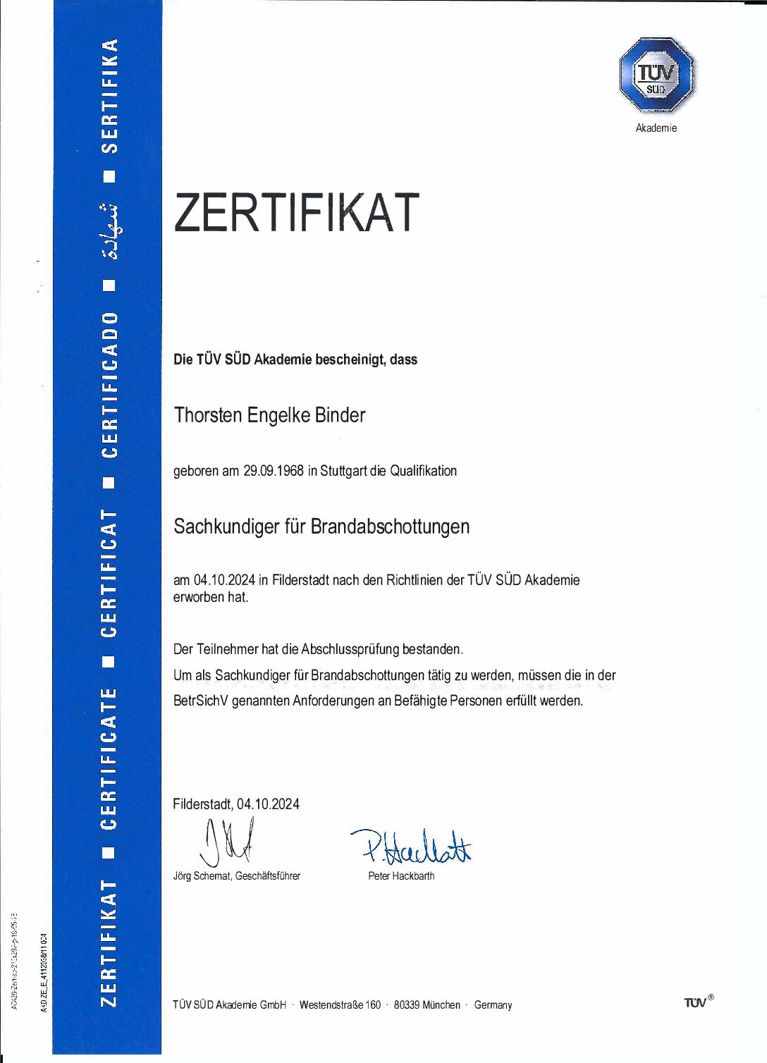 TÜV SÜD, SAchkundiger für Brandabschottungen, PDF-Vorschau