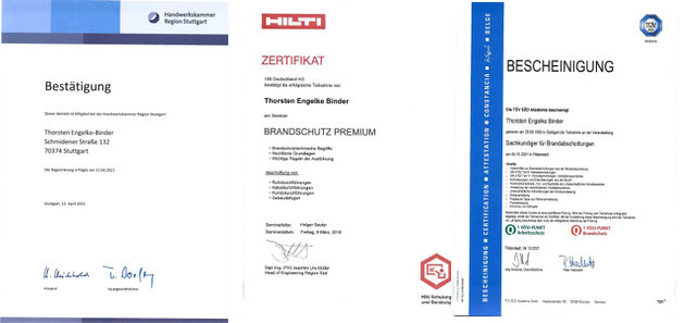 Collage von 3 Zertifikaten